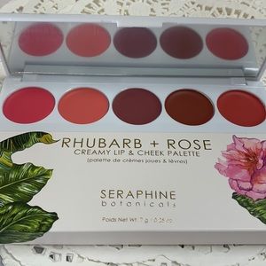 Rhubarb + Rose Creamy Lip & Cheek Palette Seraphine Botanicals NIB 5 Stunning Co